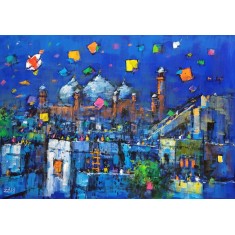 Zahid Saleem, 24 x 36 Inch, Acrylic on Canvas, Cityscape Painting, AC-ZS-208